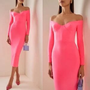 Alex Perry Deryn Off The Shoulder Midi Dress AU8/US4